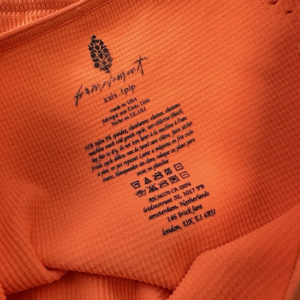 Free People Movement‎ Cut It Out Long Sleeve Crop Top Neon Orange Size XS/S